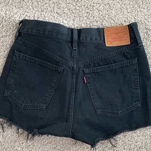Levi’s high-waist black jean shorts